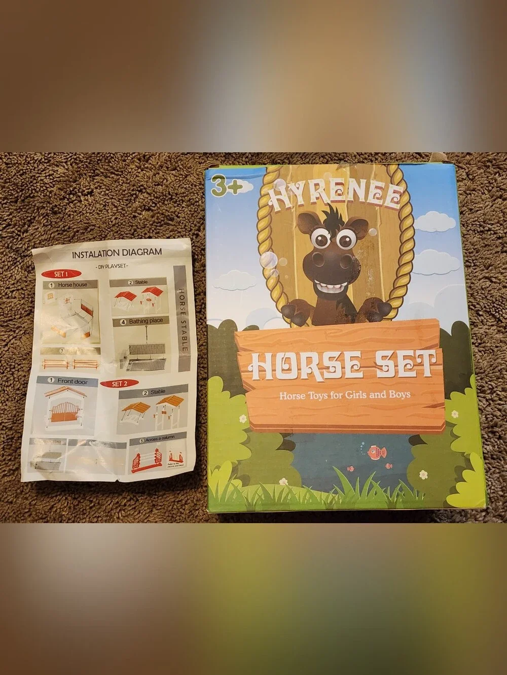 Peagrav Horse Stable Playset Horses & Toy Figure for Boys & Girls, Talking Horse